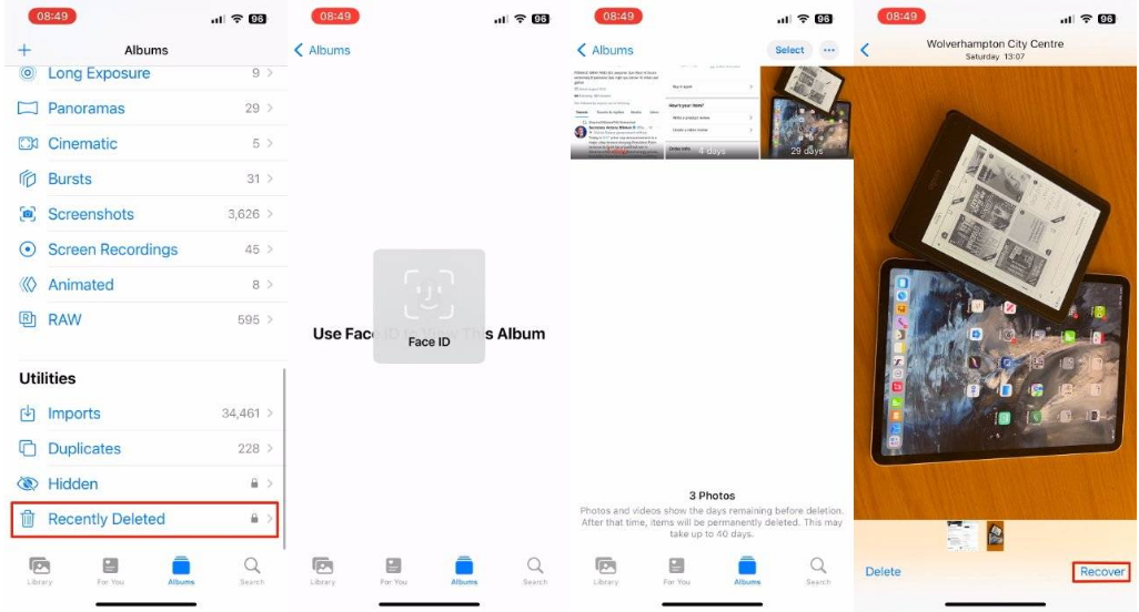 纳雍苹果14维修分享 iPhone14 上恢复已删除的照片 
