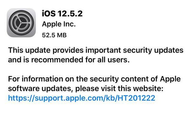 纳雍苹果手机维修分享iOS12.5.2发布，建议所有老苹果用户安装 